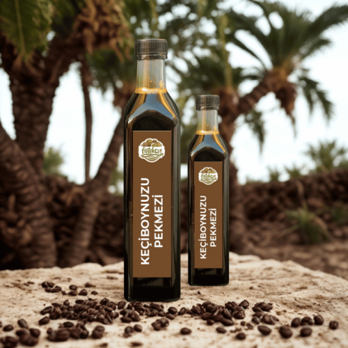 Market rafında farklı markaların keçiboynuzu pekmezi çeşitleri